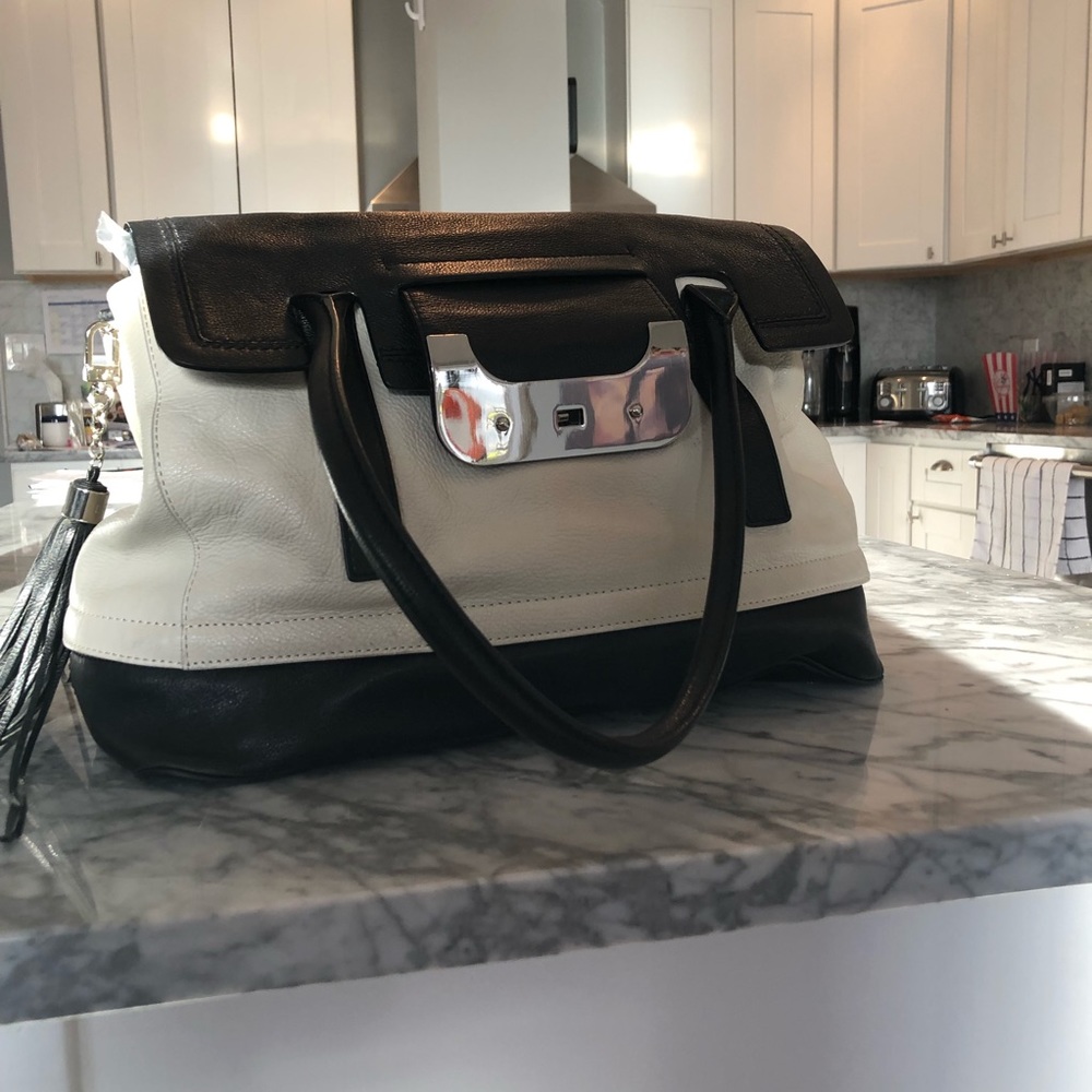 DVF “Harper Laurel” Canvas Leather Shoulder Bag - Picture 2 of 3